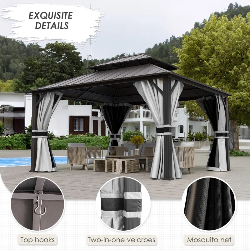 Needa 12 Ft. W X 14 Ft. D Aluminum Patio Gazebo Gazebo