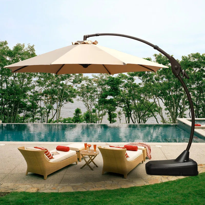 Groveman 12 Ft Detachable Aluminum Offset Patio Cantilever Umbrella with Base