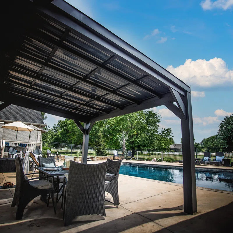 Stonebridge 12' X 9.5' Galvanized Steel Outdoor Patio Gazebo with Hardtop Steel Slope Roof and Powerport
