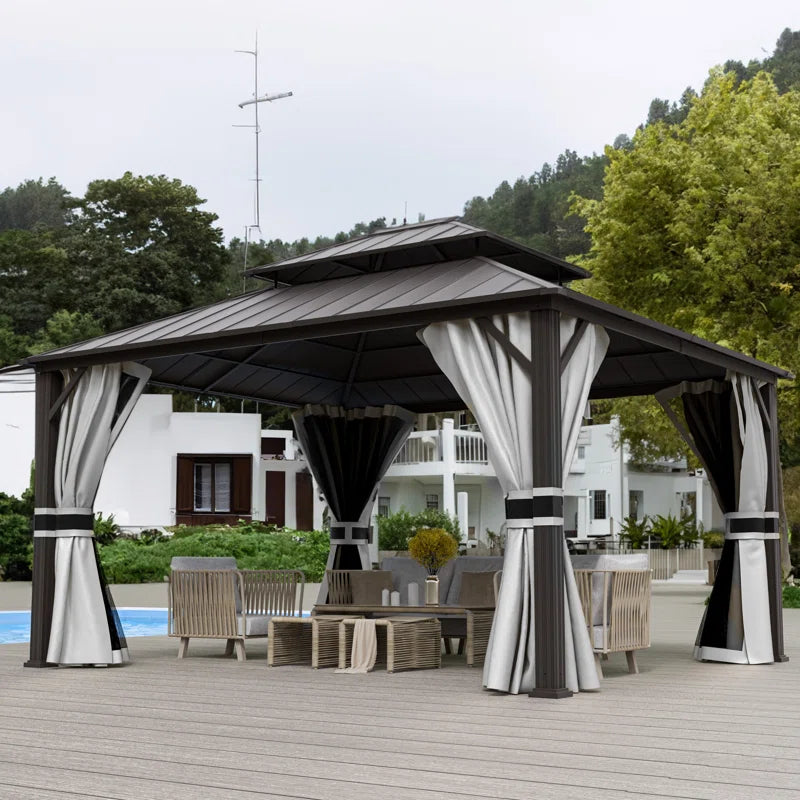 Needa 12 Ft. W X 14 Ft. D Aluminum Patio Gazebo Gazebo