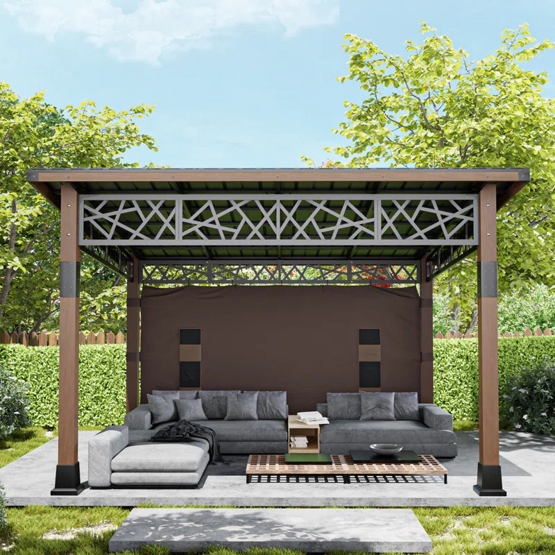 12 FT X 14 FT Hardtop Patio Gazebo with Slope Roof