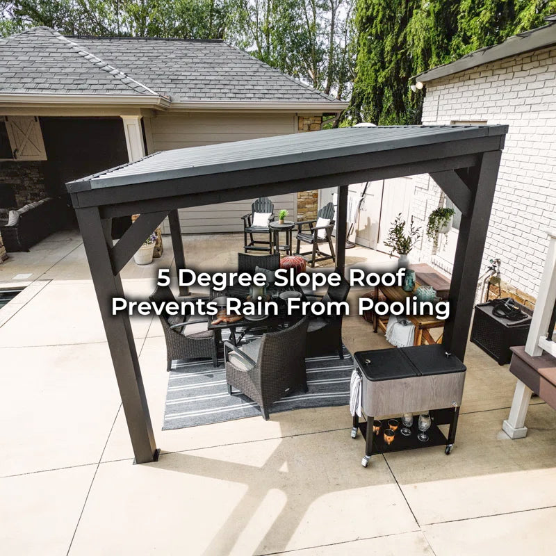 Stonebridge 12' X 9.5' Galvanized Steel Outdoor Patio Gazebo with Hardtop Steel Slope Roof and Powerport