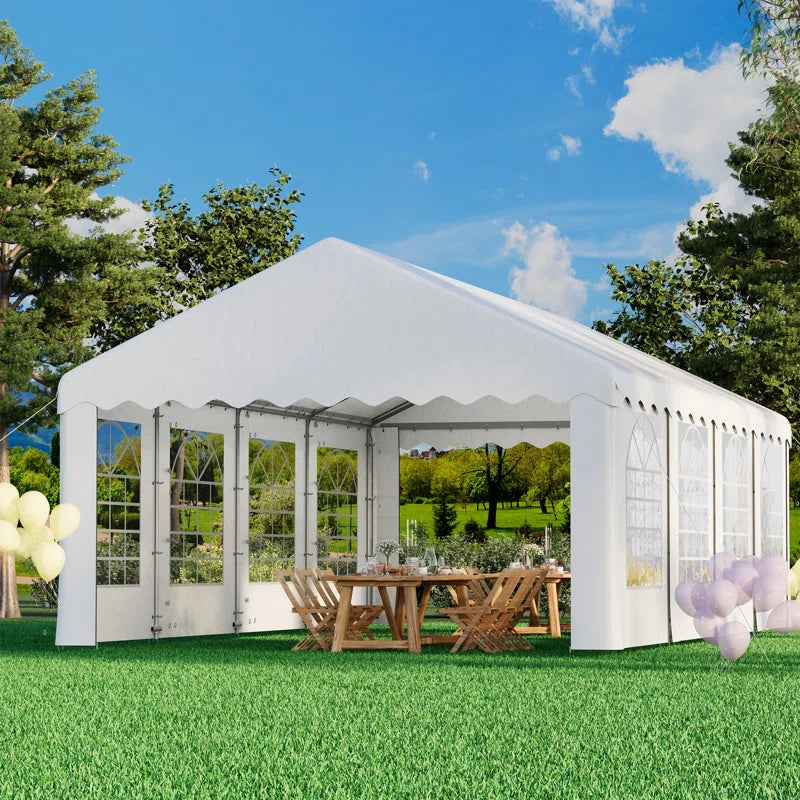 Heavy Duty Party Tent Gazebo for Events, Weddings, Bbqs - Removable Sidewall Windows & Storage Bags Included, White