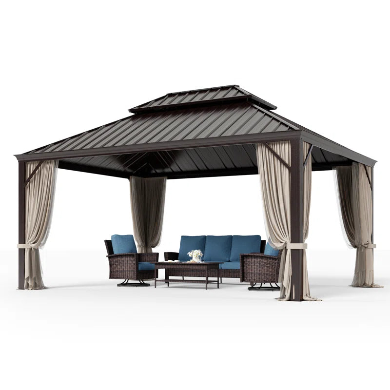 12X14 Hardtop Double-Roofed Aluminum Patio Gazebo