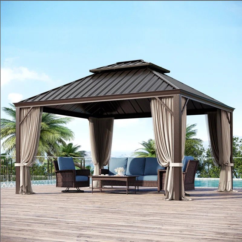12X14 Hardtop Double-Roofed Aluminum Patio Gazebo