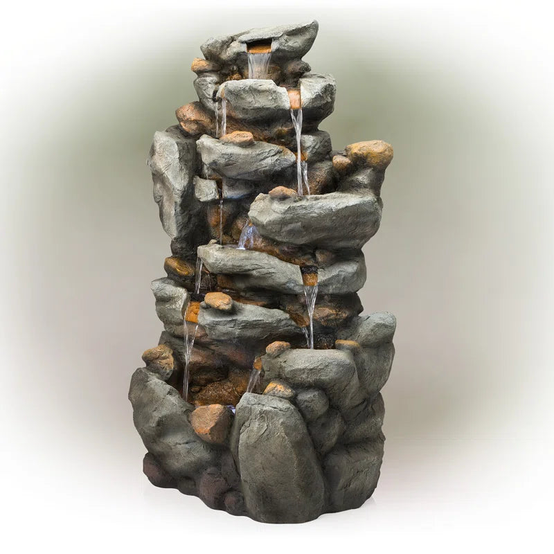 Glenville Weather Resistant Floor Fountain with Light