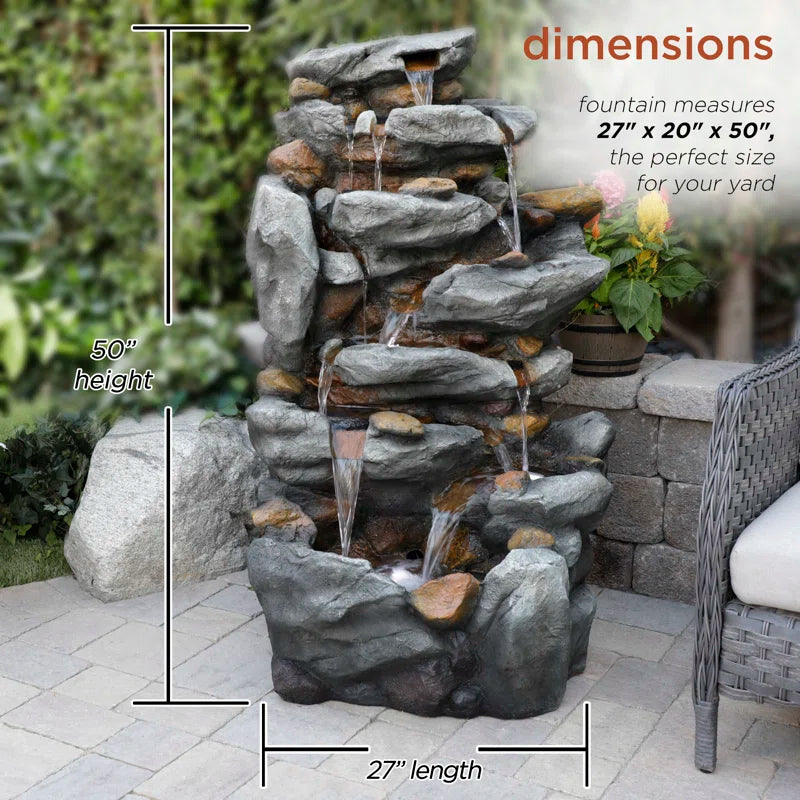 Glenville Weather Resistant Floor Fountain with Light