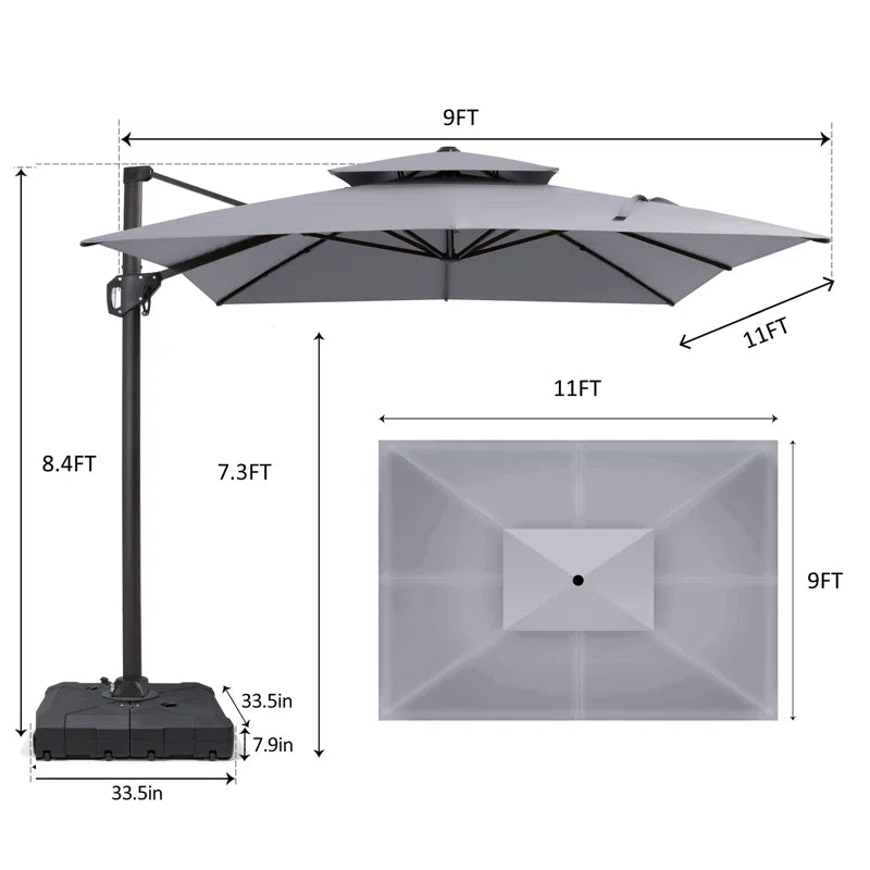 128'' X 104'' Rectangular Cantilever Umbrella with Weight Base