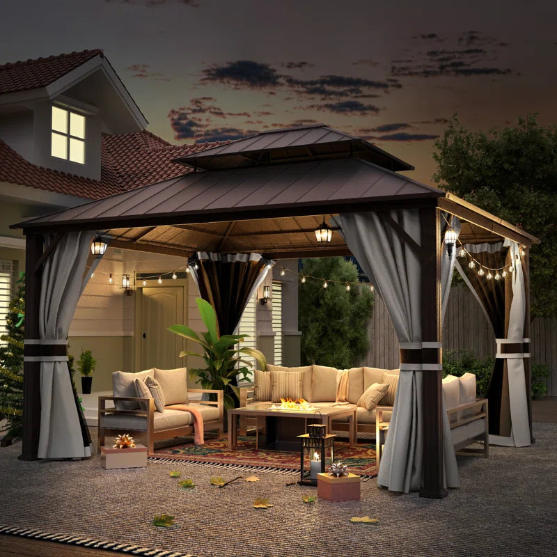 Needa 12 Ft. W X 14 Ft. D Aluminum Patio Gazebo Gazebo