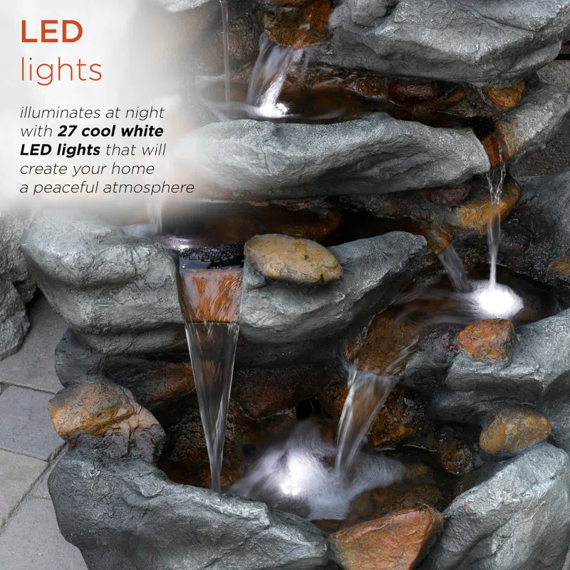 Glenville Weather Resistant Floor Fountain with Light
