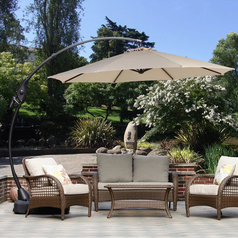 Groveman 12 Ft Detachable Aluminum Offset Patio Cantilever Umbrella with Base
