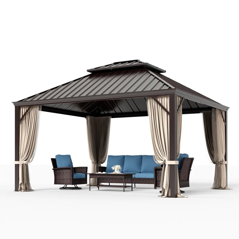 12X14 Hardtop Double-Roofed Aluminum Patio Gazebo