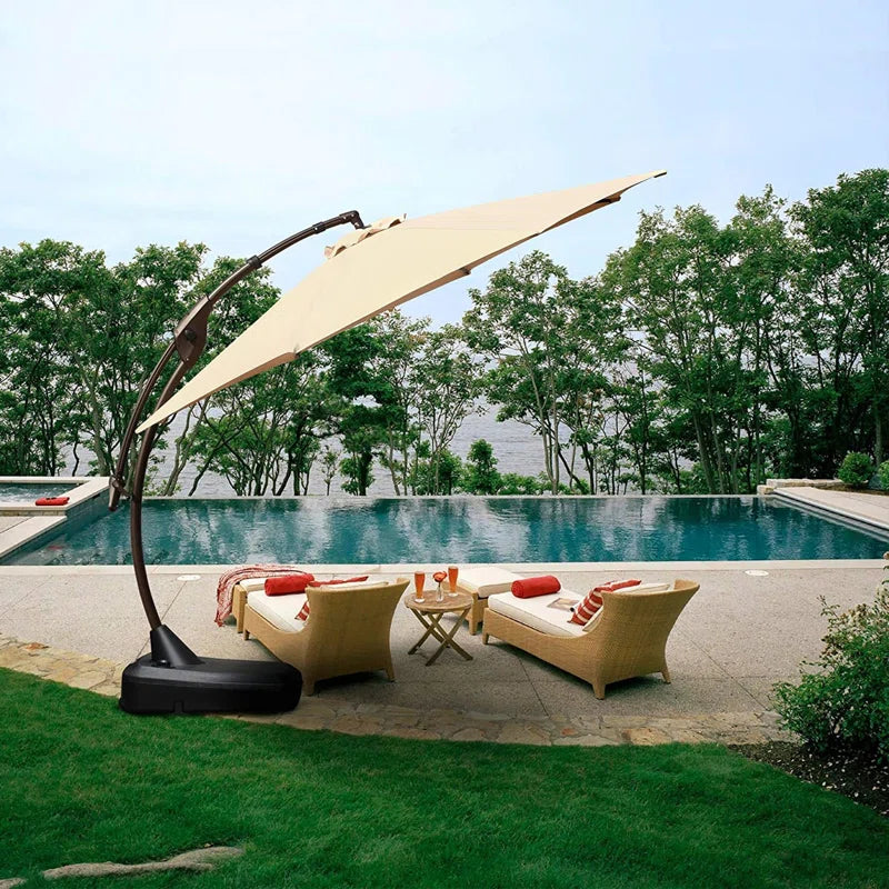 Groveman 12 Ft Detachable Aluminum Offset Patio Cantilever Umbrella with Base