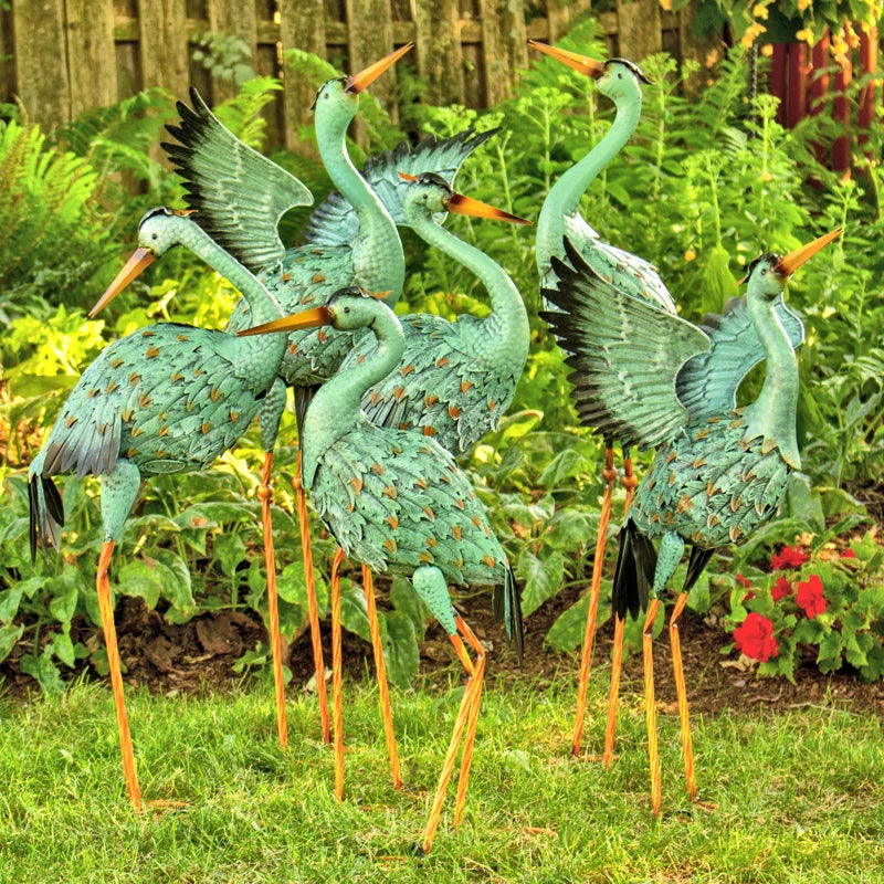 Eva Assorted Iron Herons 6 Piece Statue Set