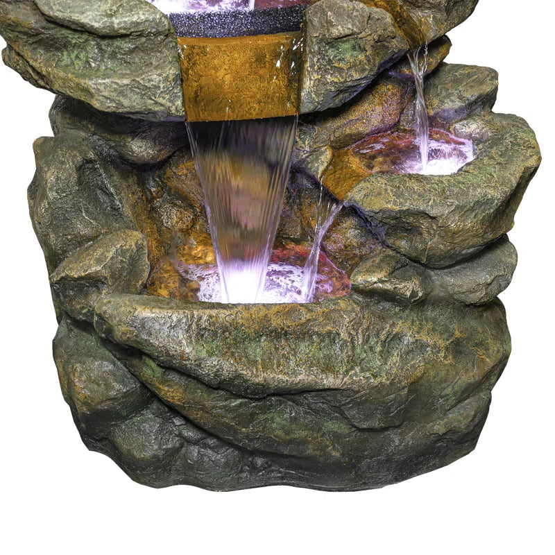 Hambly Fiberglass 6-Tier Color Changing Rainforest Fountain with Remote Control