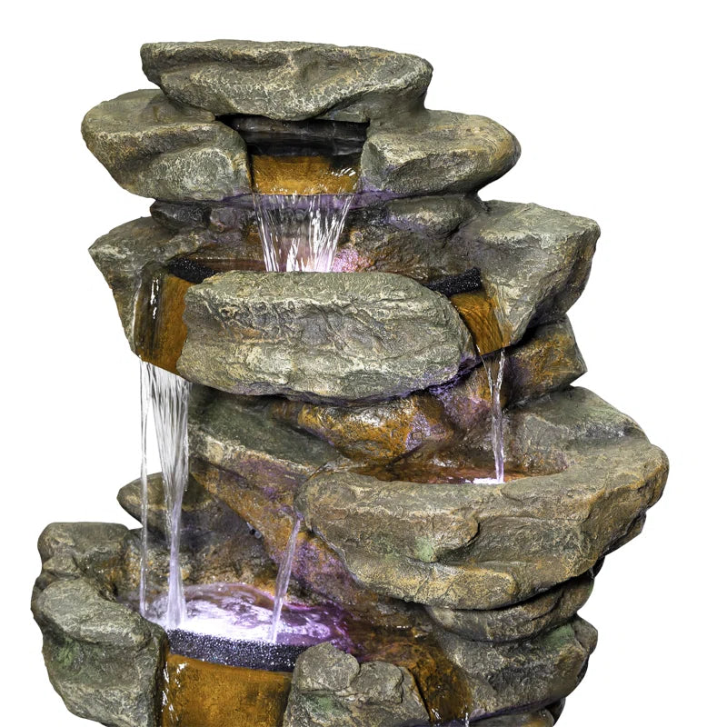 Hambly Fiberglass 6-Tier Color Changing Rainforest Fountain with Remote Control