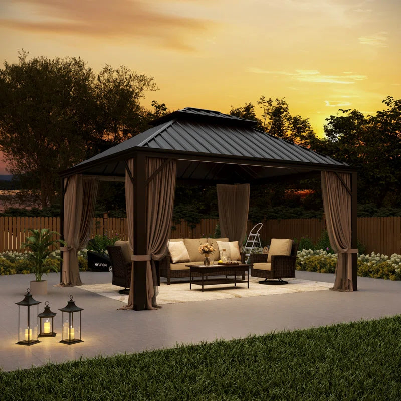 12X14 Hardtop Double-Roofed Aluminum Patio Gazebo