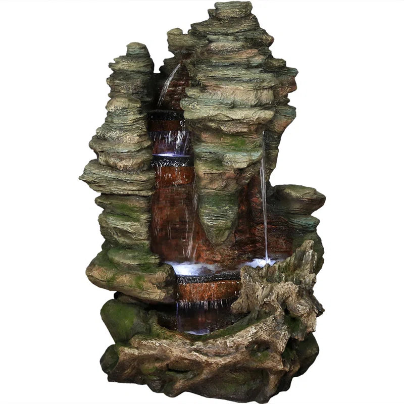 Waddell Weather Resistant Floor Fountain with Light