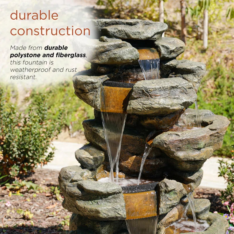 Hambly Fiberglass 6-Tier Color Changing Rainforest Fountain with Remote Control