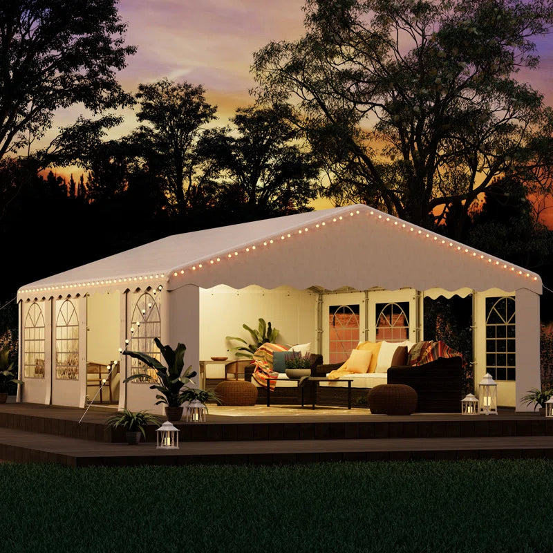 Heavy Duty Party Tent Gazebo for Events, Weddings, Bbqs - Removable Sidewall Windows & Storage Bags Included, White