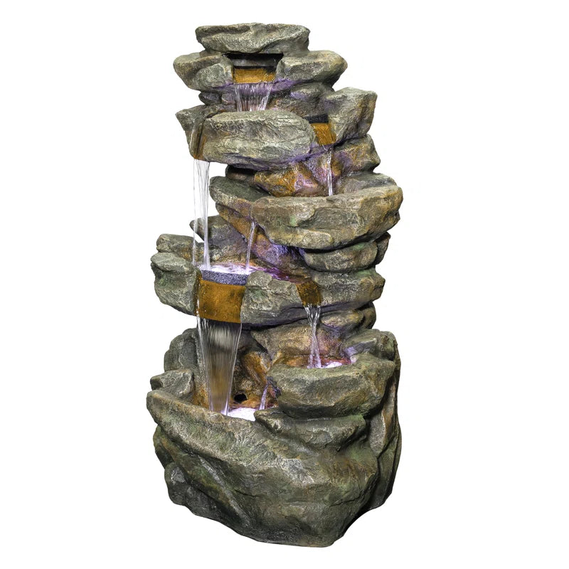 Hambly Fiberglass 6-Tier Color Changing Rainforest Fountain with Remote Control