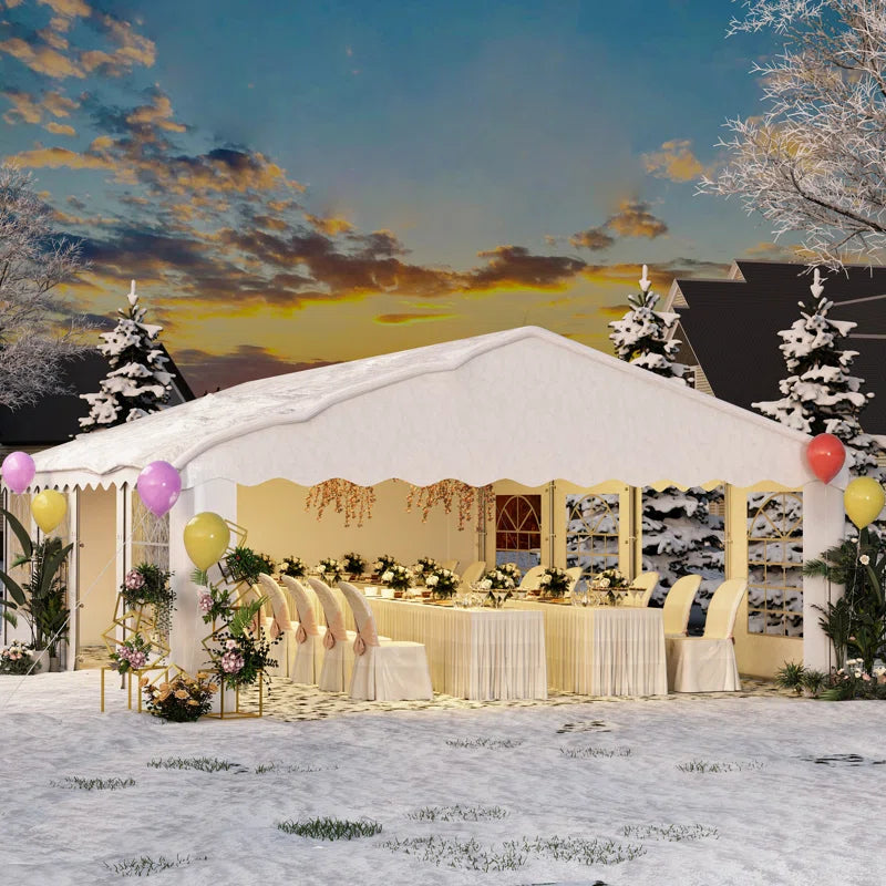 Heavy Duty Party Tent Gazebo for Events, Weddings, Bbqs - Removable Sidewall Windows & Storage Bags Included, White