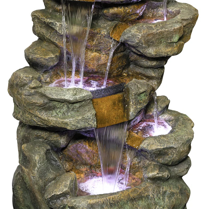 Hambly Fiberglass 6-Tier Color Changing Rainforest Fountain with Remote Control