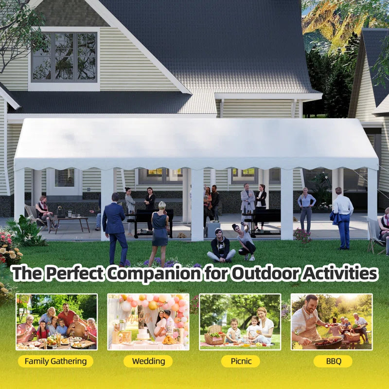 Heavy Duty Party Tent Gazebo for Events, Weddings, Bbqs - Removable Sidewall Windows & Storage Bags Included, White