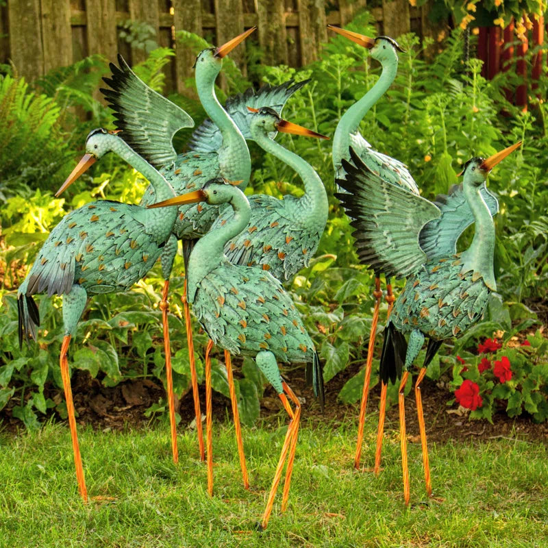 Eva Assorted Iron Herons 6 Piece Statue Set