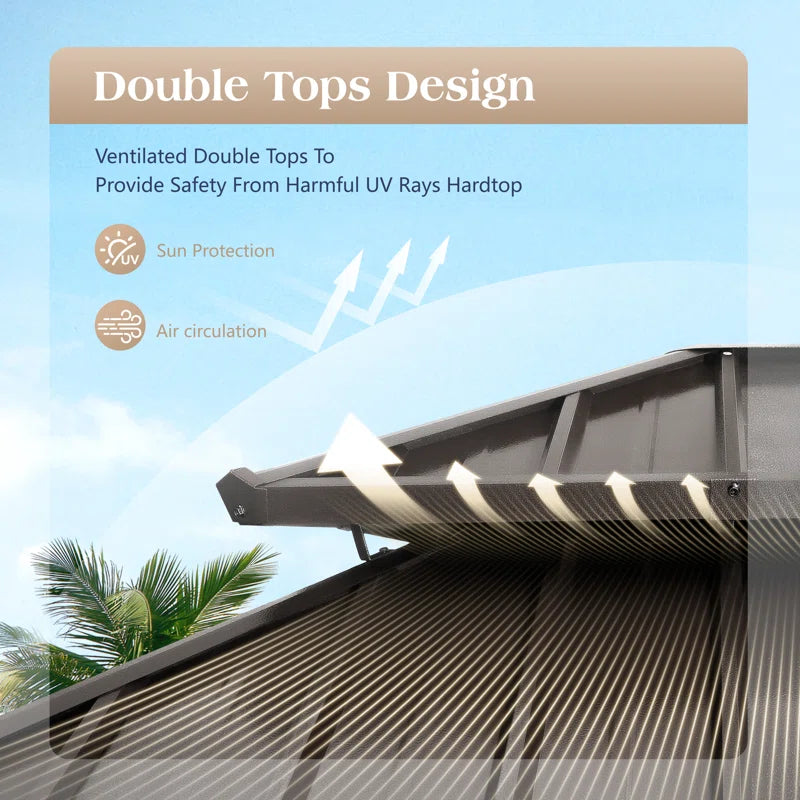 12X14 Hardtop Double-Roofed Aluminum Patio Gazebo