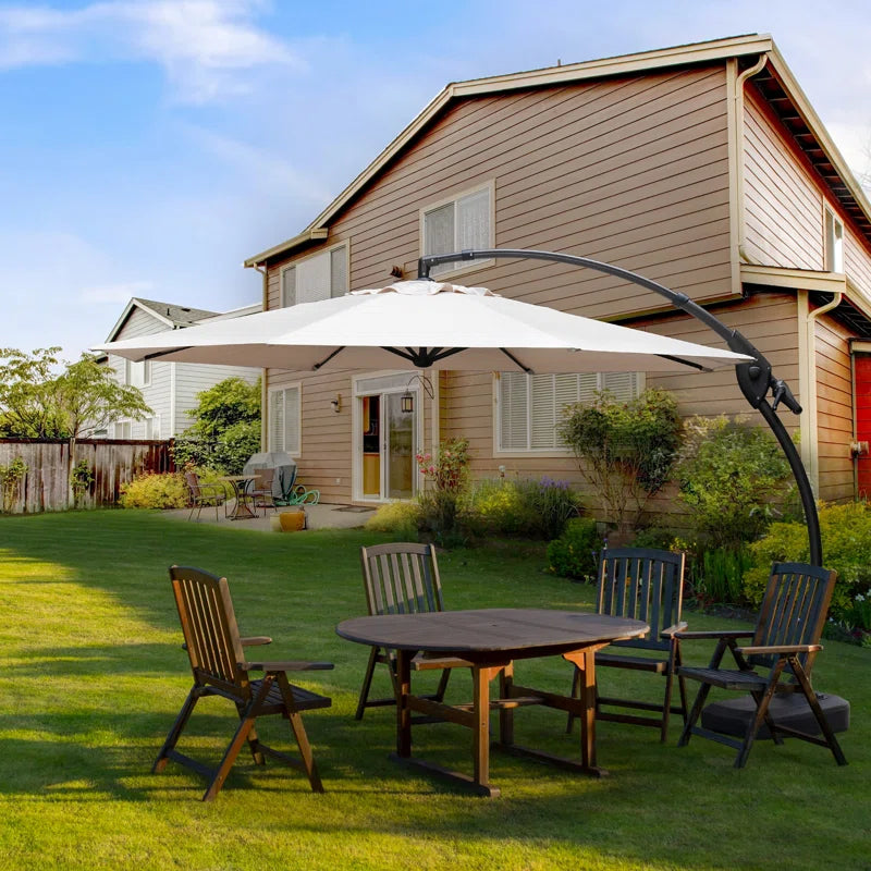 Groveman 12 Ft Detachable Aluminum Offset Patio Cantilever Umbrella with Base