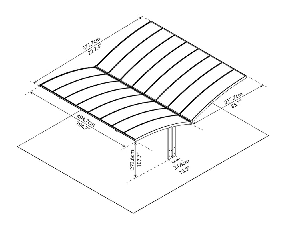 Palram -  Arizona Wave 19 W X 16.2 D Carport