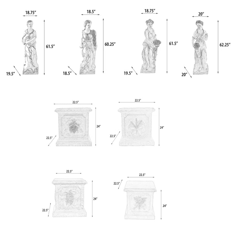 Four Seasons 4 Piece Statue Set