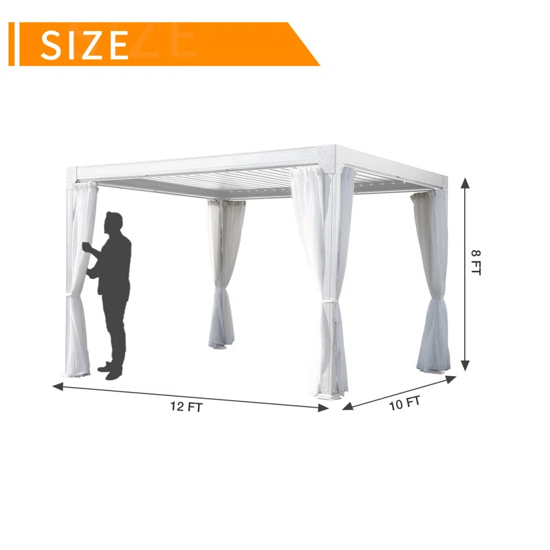 10 Ft. W X 12 Ft. D Adjustable Louvered Roof Aluminum Pergola