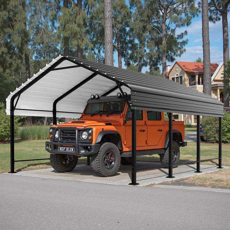 12X15 FT Heavy Duty Carport, Galvanized Steel Garbage
