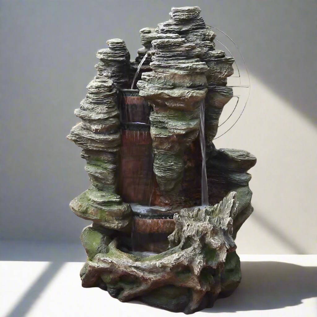 Waddell Weather Resistant Floor Fountain with Light