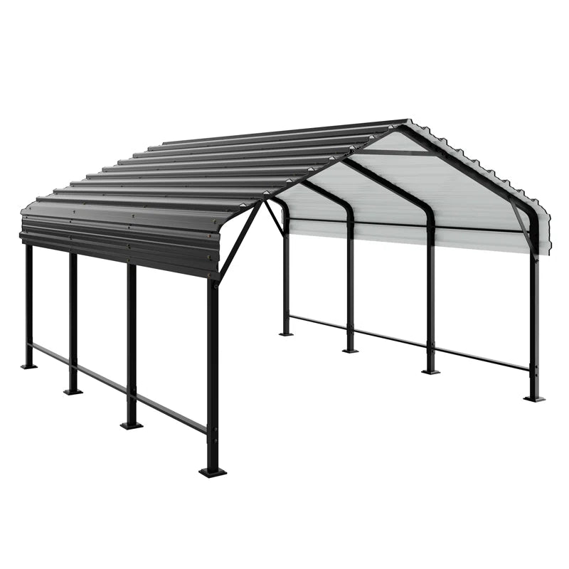 12X15 FT Heavy Duty Carport, Galvanized Steel Garbage