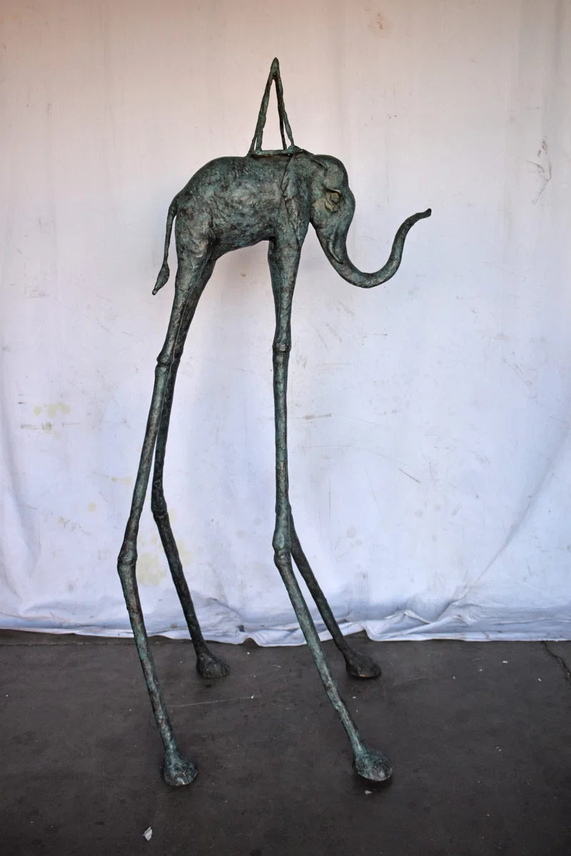 Angell Green Patina Tall Elephant Bronze Statue Salvador Dalí - Size: 67"H.