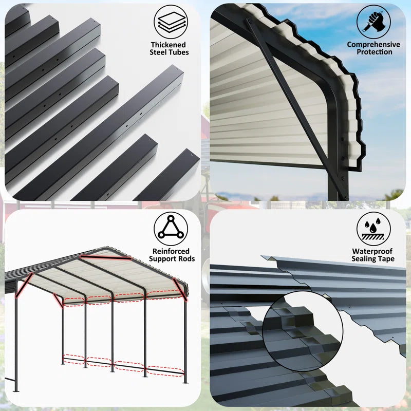 10 Ft. W X 15 Ft. D Metal Carport, Car Canopy and Shelter