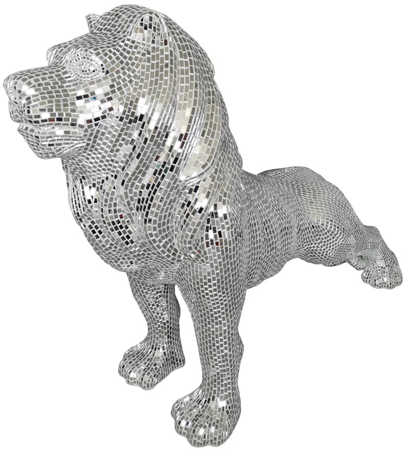 Lion Statue with Mirrored Diamond Exterio