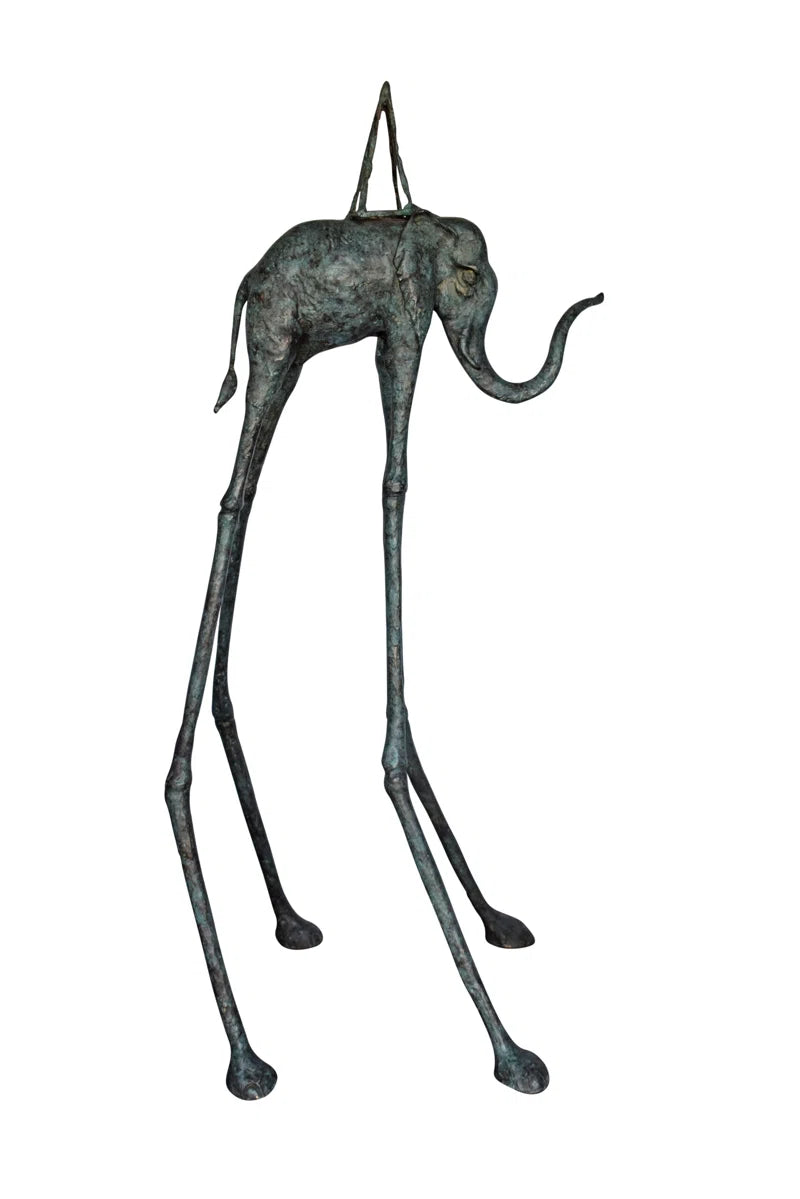 Angell Green Patina Tall Elephant Bronze Statue Salvador Dalí - Size: 67"H.