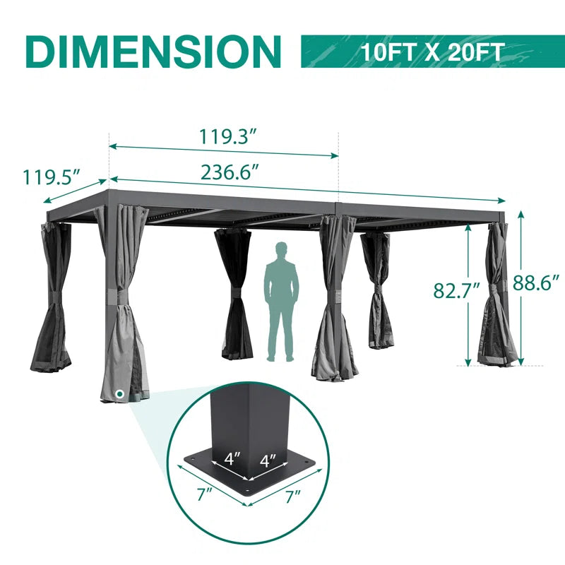 Outdoor Louvered Aluminum Pergola