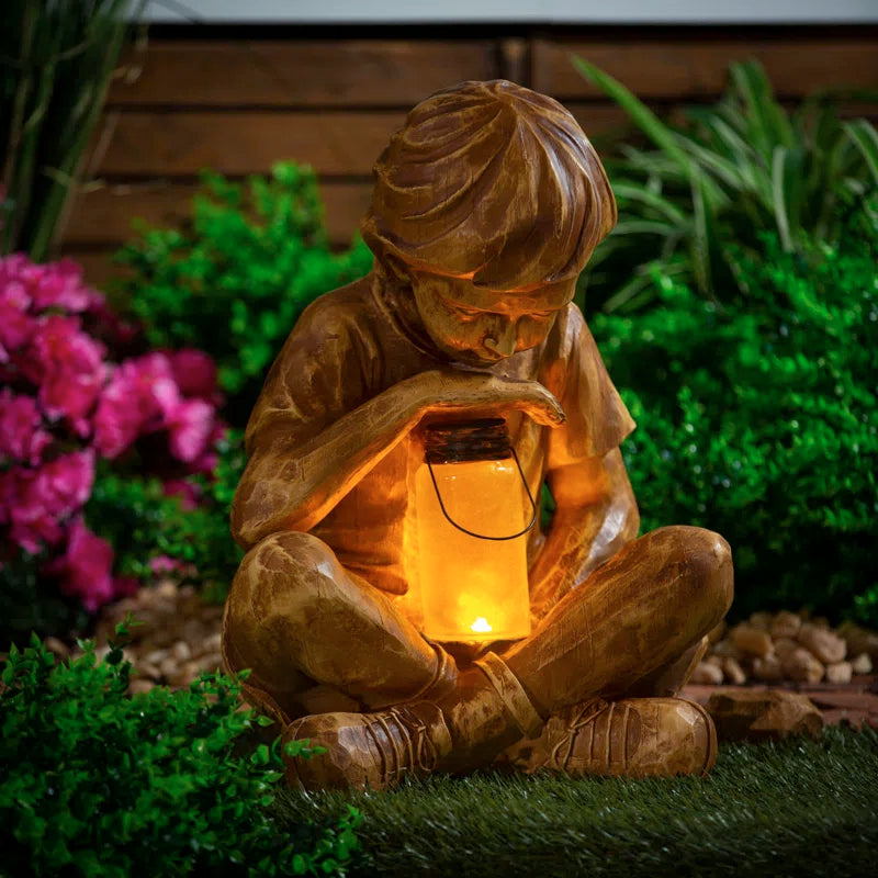 Layhou Lam Glimpses of God Solar Boy with Lantern Statue