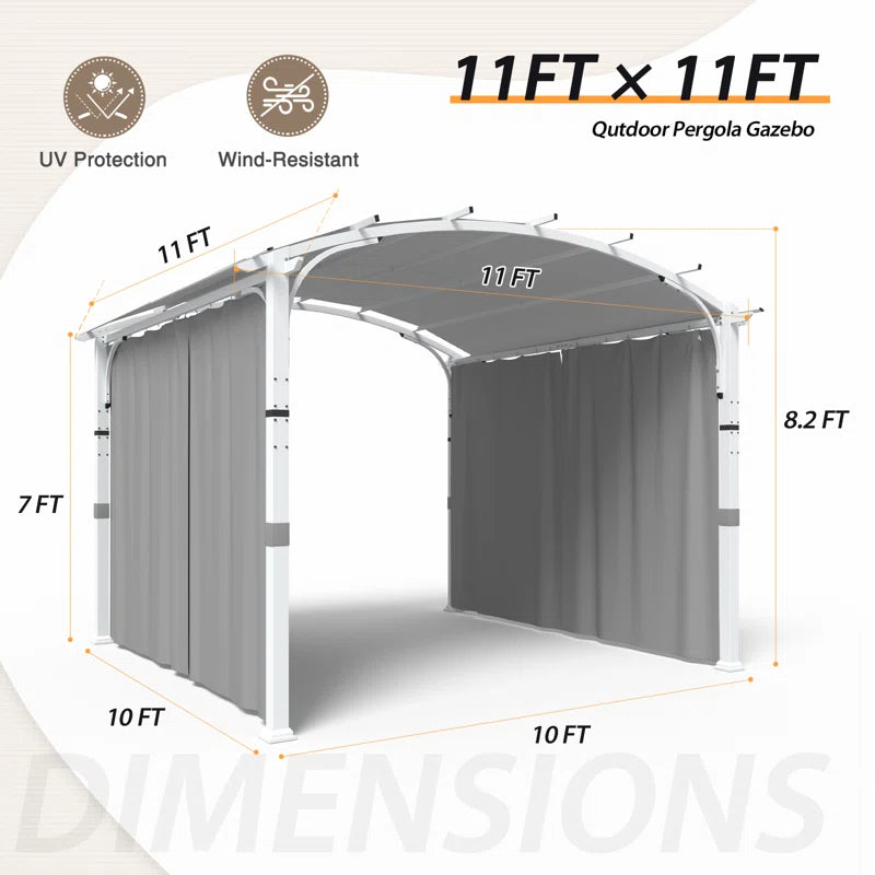 11 Ft. W X 11 Ft. D Steel Pergola with Pvc-Coated Polyester Canopy
