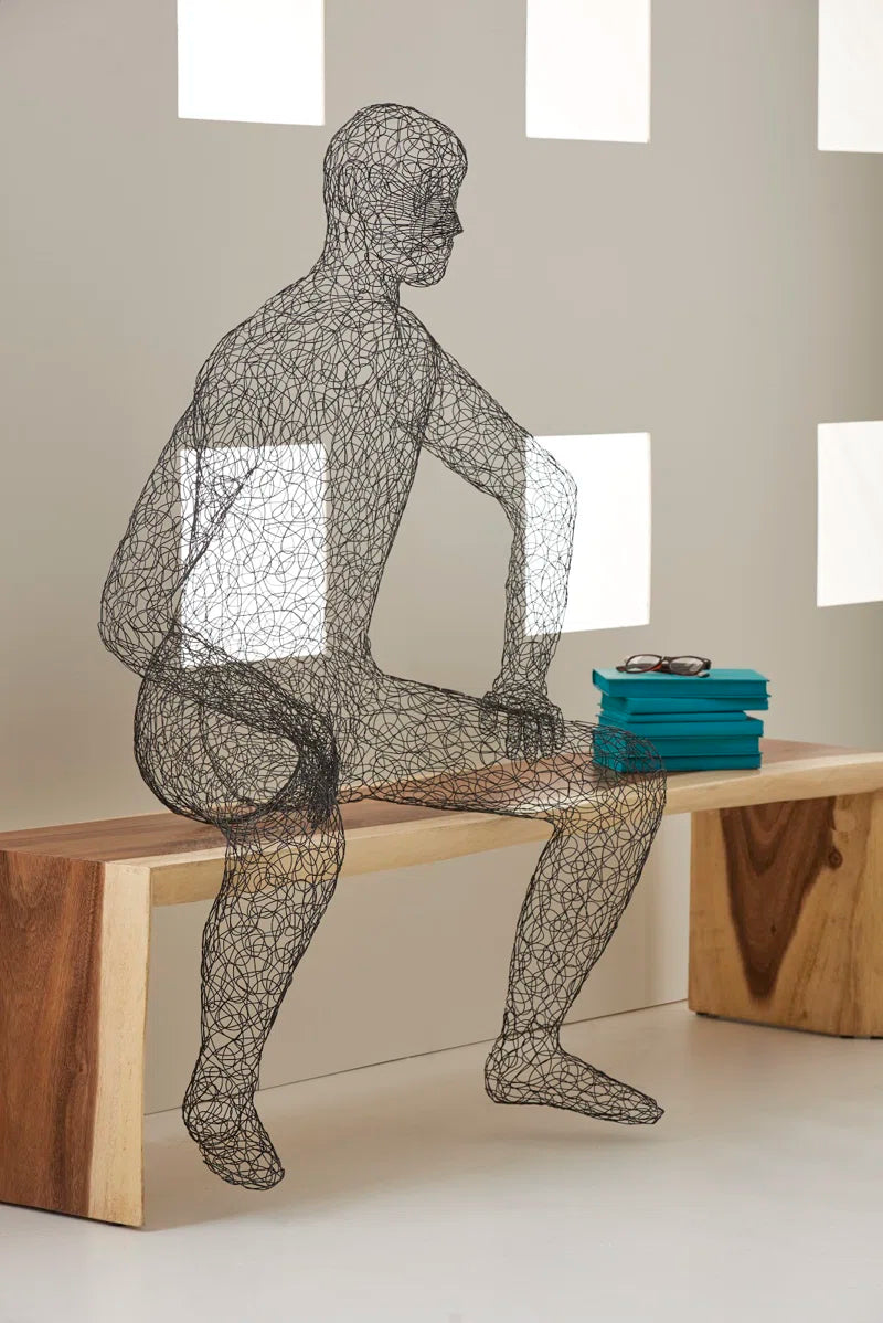 Crazy Wire Lounging Male Statue