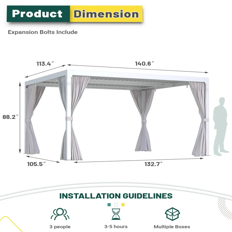 12 Ft. W X 10 Ft. D Aluminum Pergola