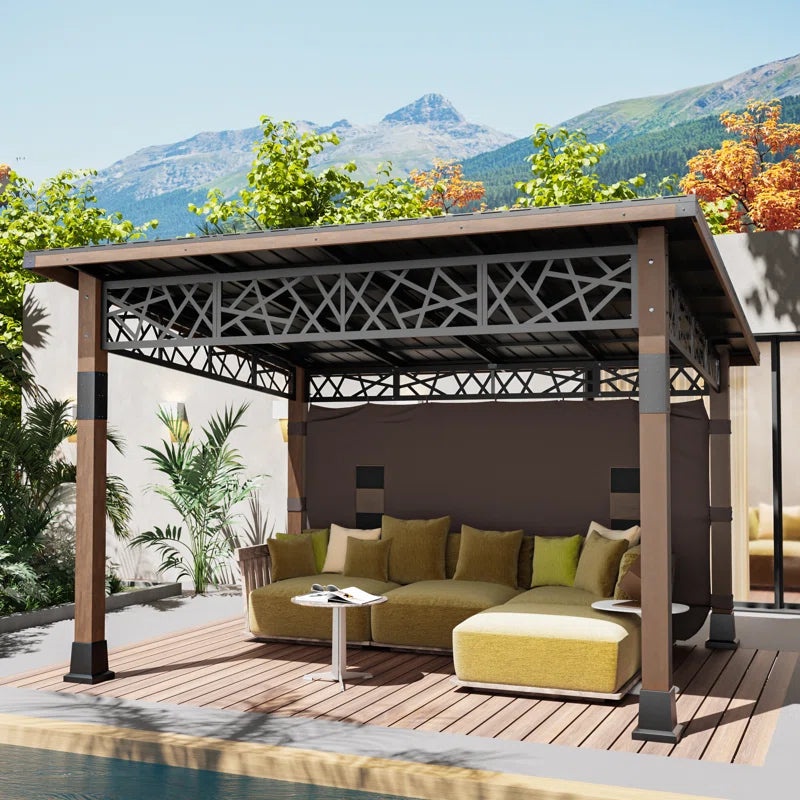 12 FT X 14 FT Hardtop Patio Gazebo with Slope Roof