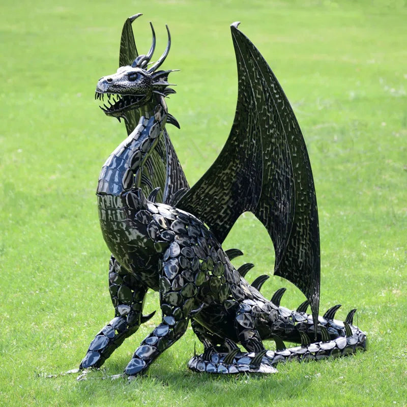 Flavio Dragon Weather Resistant Metal Garden Statue