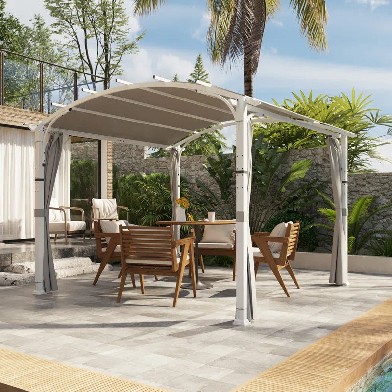 11 Ft. W X 11 Ft. D Steel Pergola with Pvc-Coated Polyester Canopy