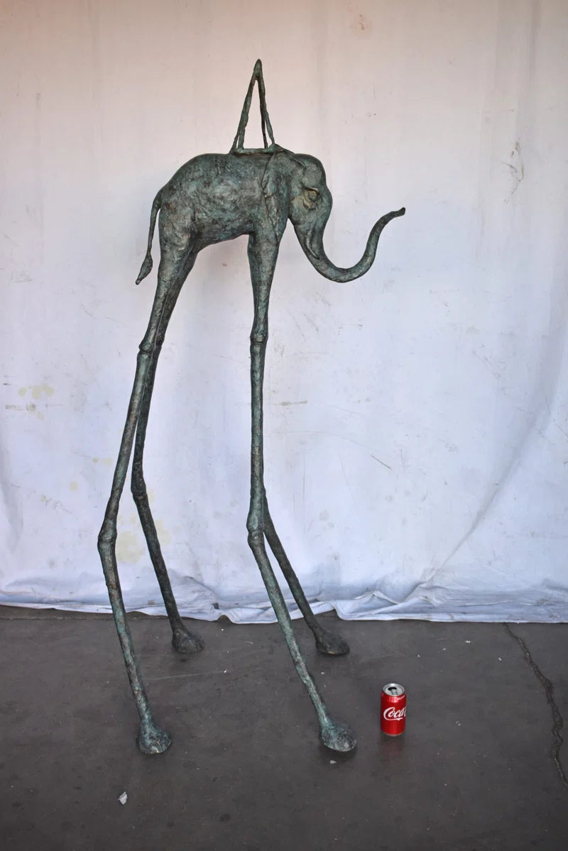 Angell Green Patina Tall Elephant Bronze Statue Salvador Dalí - Size: 67"H.